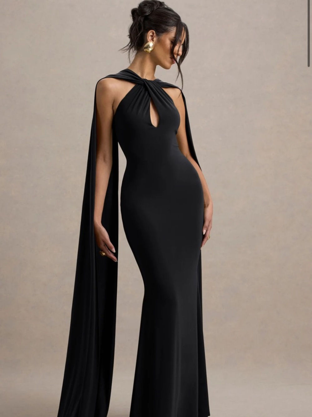 Black Twist Halter Dress